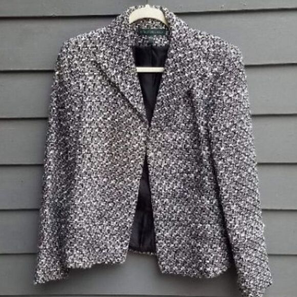 Harve Bernard (Vintage) Salt & Pepper Wool Tweed Blazer/Jacket Size Medium - Picture 1 of 5